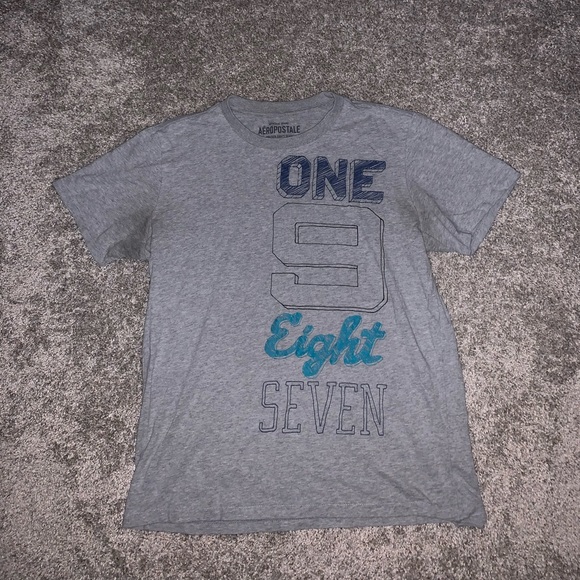 Aeropostale Gray & Blue Shirt size M - Picture 4 of 7